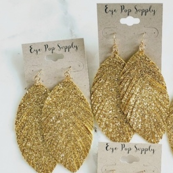 GOLD Leaf Nature EARRINGS - NEW - Picture 7 of 8